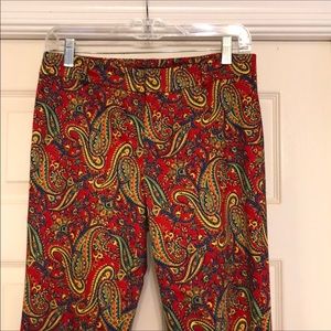 Ralph Lauren Red Paisley Cropped Retro Pants